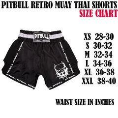 Pitbull Retro Muay Thai Shorts - Black/White - The Fight Factory