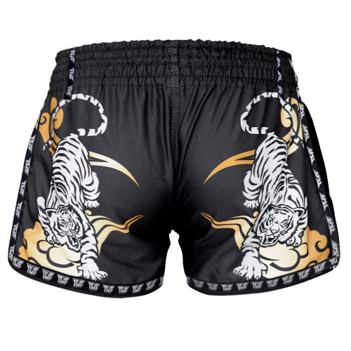 TUFF Double Tiger Retro Muay Thai Shorts - Black - The Fight Factory