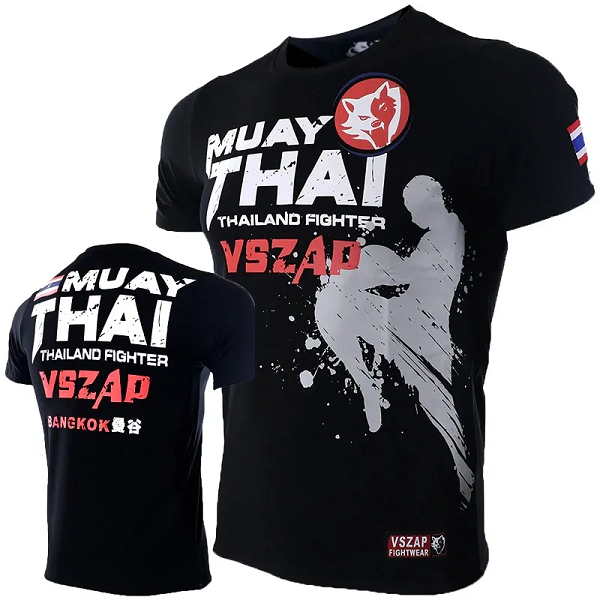 VSZAP Muay Thai Fighter Lightweight Breathable Training Shirt Black