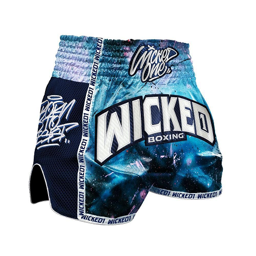 Wicked One Blue Print Muay Thai Shorts