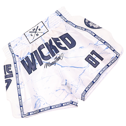 Wicked One Broken Muay Thai Shorts White - The Fight Factory