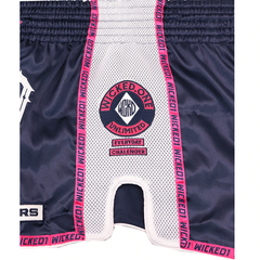 Wicked One Infamous Muay Thai Shorts Black Pink White - The Fight Factory