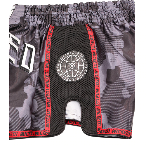 Wicked One Overcome Muay Thai Shorts Black Camo - The Fight Factory