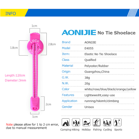 Aonijie Running Accessories Orange Aonijie No Tie Shoe Lock Laces One Pair