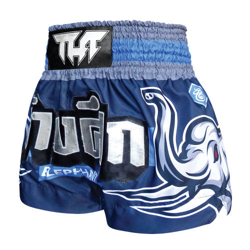 TUFF Muay Thai Boxing Shorts Blue War Elephant - The Fight Factory