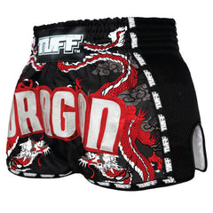 TUFF Chinese Dragon Retro Muay Thai Shorts Black - The Fight Factory