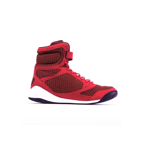 Everlast Elite High Top Boxing Shoes - Red - The Fight Factory