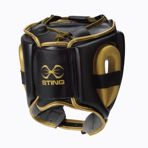 Sting Viper Gel Black/Gold Full Face Head Gear - The Fight Factory