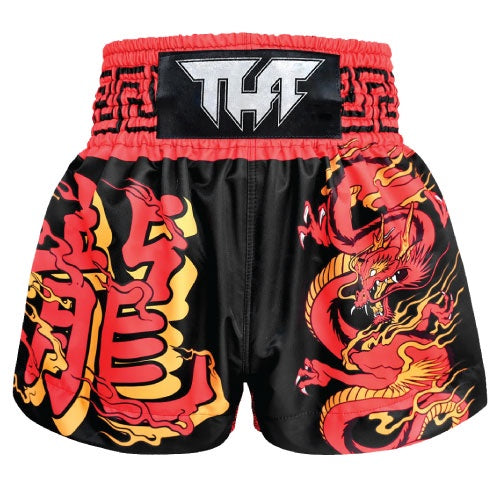 TUFF Chinese Dragon Muay Thai Boxing Shorts - Black/Red