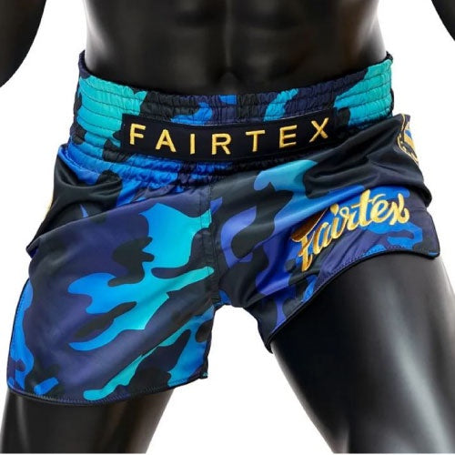 Fairtex Muay Thai Shorts - Golden Jubilee Luster - Blue - The Fight Factory