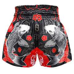 Tuff Muay Thai Shorts TUFF Black Japanese Koi Fish Thai Boxing Shorts