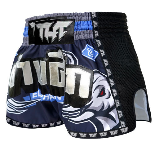 Tuff Muay Thai Shorts TUFF Blue War Elephant Retro Muay Thai Shorts