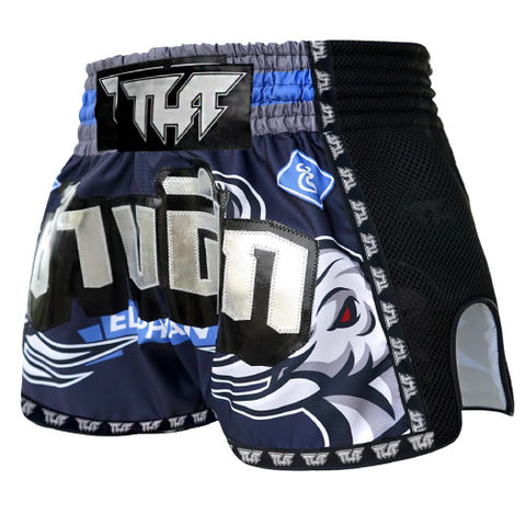 Tuff Muay Thai Shorts TUFF Blue War Elephant Retro Muay Thai Shorts